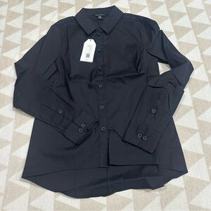 Universal standard canna hi lo button down shirt collared black